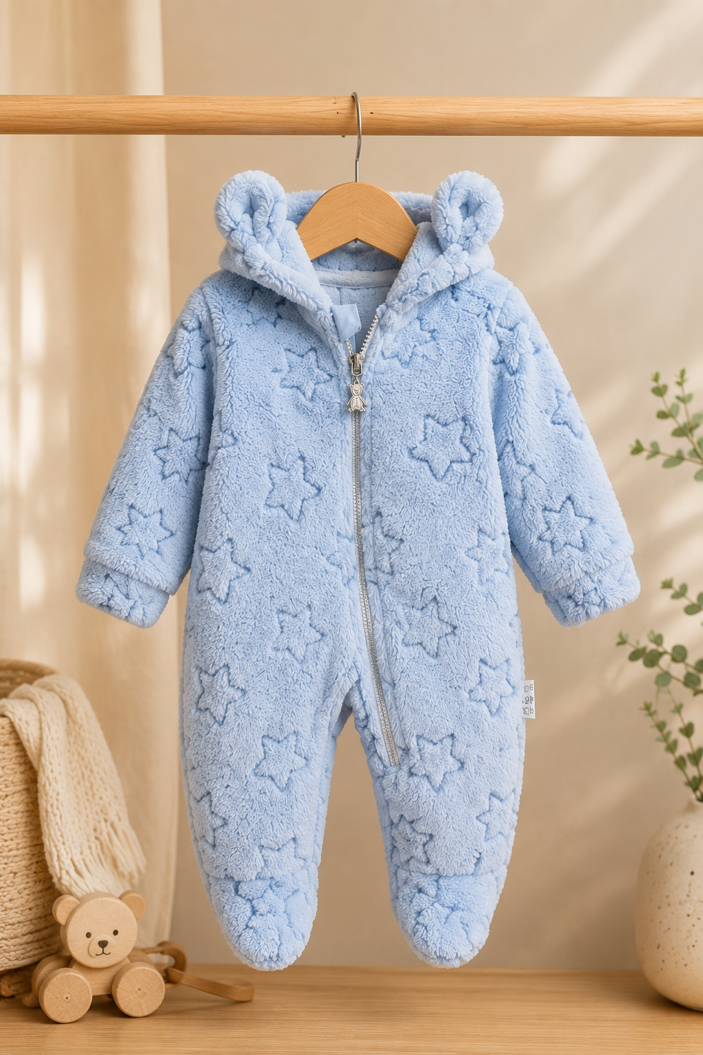 PolarBaby™ CloudSoft Bear Romper – Ultra Plush Hooded Baby Onesie