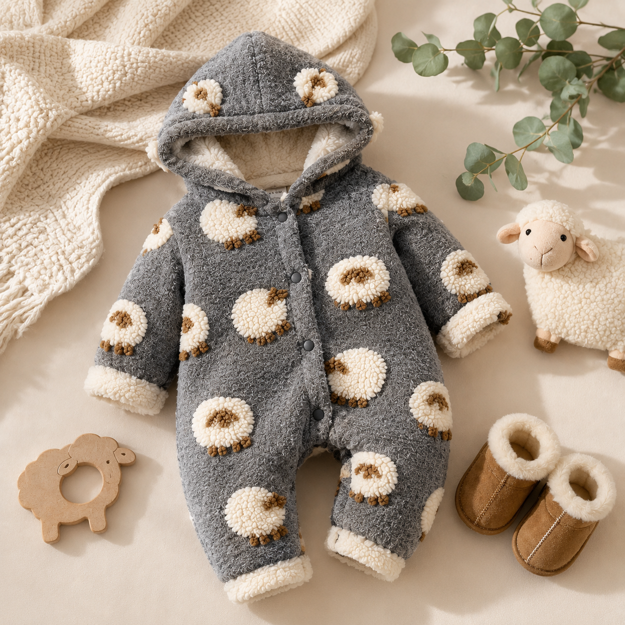 PolarBaby™ Little Lamb Fleece Romper - The Cutest Way to Stay Warm